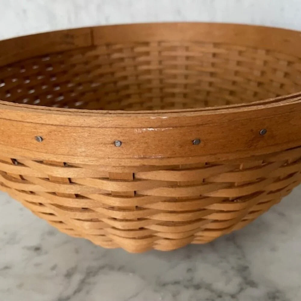 LONGABERGER Hostess Woven Bowl Basket XL 13” Round Handwoven Brown Retired